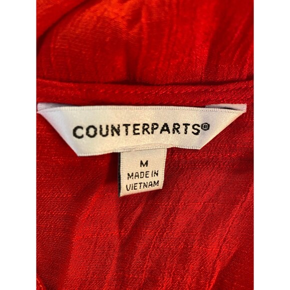 Counterparts Blouse Red Size Medium Boho Peasant  Bell Sleeves Flowy - Picture 7 of 10